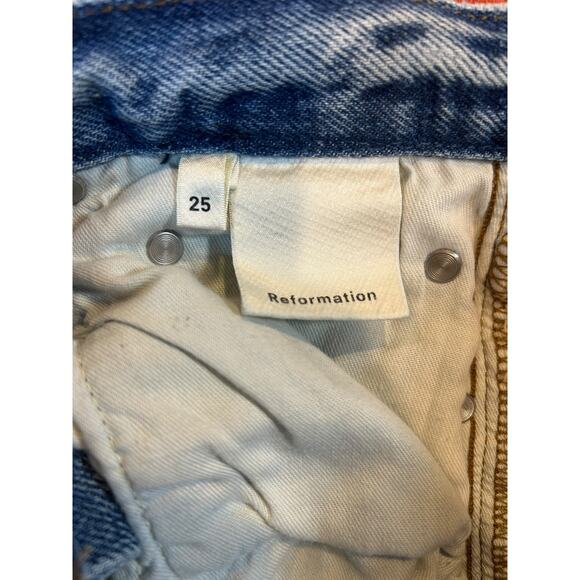 REFORMATION Patchwork Distressed Denim Torres Wash Skinny Jeans Patch 25 NWOT - Picture 8 of 9